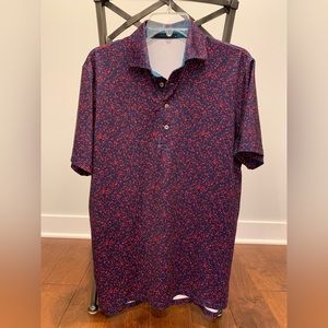 Greyson Size M men’s polo shirt. Navy/red